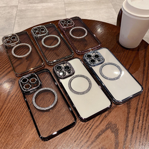 Tpu diamante Glitter custodia per telefono magnetico per <span class=keywords><strong>iphone</strong></span> 15 pro lusso soft Bling magnet custodie per telefono per <span class=keywords><strong>iPhone</strong></span> 14 13 12 pro max <span class=keywords><strong>cover</strong></span> - Product Image 3