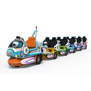 רכבת מיני חשמלית לילדים ללא מסלול 5 כרכרות רכבת פארק שעשועים נסיעה לרכבת 21 שחקנים קניוני קניות עיצוב מתכת חיצוני