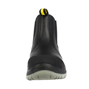 Botas de segurança industrial antiesmagamento, couro liso e pesado para trabalho na austrália