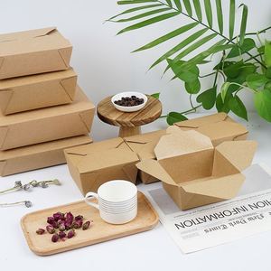 Disposable Take Out Hot Food <b>Container</b> Rectangular 100% Eco Friendly Kraft Paper Salad Bowl - Product Image 4