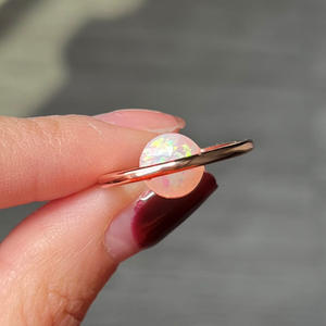 Anello F1450 con Opale Rotondo, Pietra Naturale con Incastonatura a Castone, Regalo Unisex, Anelli alla Moda - Product Image 6