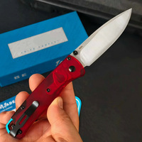 Couteau pliant de survie en milieu sauvage CN BM535 avec manche rouge, couteau pliant EDC, couteau à haute dureté