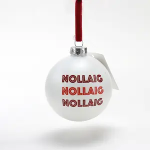 Özel noel ağacı 7cm beyaz cam topları Bauble süsler baskılı Logo fotoğraf resim çıkartması ile çevre dostu