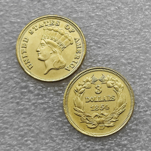 1854,1870,1875,1876 Koin Peringatan "Kepala Putri India" 3 Dolar Amerika Serikat, Hadiah, Dekorasi Rumah - Product Image 3