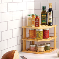 Bamboe Droogrek Voor Keuken Gebruik Functionele Hout Spice Jar Opslag Organizer Drainage Rack Voor Afwas Fruit Groente
