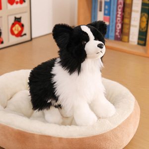 Peluche Border Collie réaliste, chien à poils longs, figurine en peluche, simulation de chien en position debout et allongée, décoration de bureau - Product Image 6