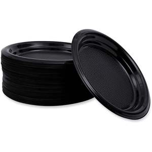 Assiette jetable en plastique noir haute résistance Boardwalk de 6 pouces, 1000 pièces/carton - Product Image 4