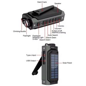 Portable solaire Powerbank extérieur urgence <span class=keywords><strong>SOS</strong></span> alarme lampe de poche solaire Radio bleu dent haut-parleur avec éclairage prévention des catastrophes - Product Image 4