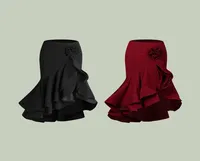 Conjunto Sexy de Baile Latino con Top de Hombros Descubiertos y Faldas con Volantes para Mujer Ropa de Actuación Escénica para Adultos Traje de Samba