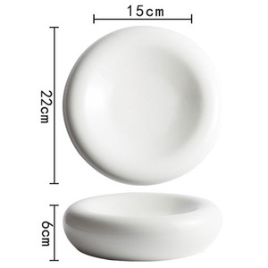 创意陶瓷厚餐盘白色圆形深汤盘甜点餐盘餐厅不规则餐具 - Product Image 5