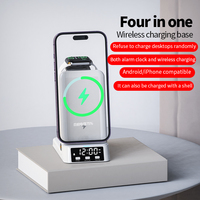 Station de charge sans fil 3 en 1 magnétique pliable pour téléphone portable, montre connectée et écouteurs avec lumière nocturne QC3.0 15W