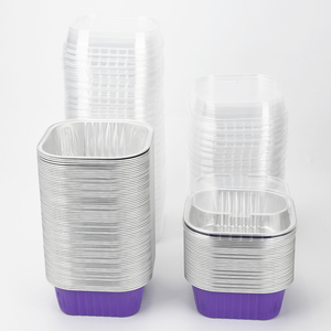 Venta al por Mayor 100 Piezas de Vasos Cuadrados de Aluminio para Cupcakes de 300ml 10oz, Moldes Desechables para Mini Pasteles, Contenedores de Aluminio para Hornear con Tapa de Plástico - Product Image 4
