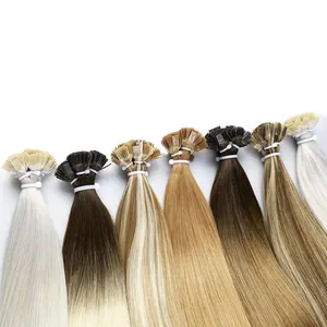 Extensions de cheveux humains européens Remy, Double dessin, I tip Flat tip, kératine Tip Bond, vente en gros