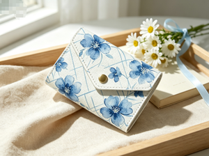 Cartera de PU con Estampado Floral para Mujer, Estilo Japonés, Cierre de Botón, Uso Diario - Product Image 4