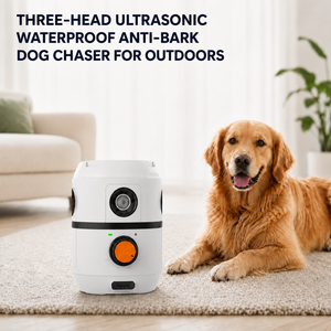 Répulsif à ultrasons pour chiens à trois têtes, étanche, rechargeable, dispositif <span class=keywords><strong>anti</strong></span>-<span class=keywords><strong>aboiement</strong></span> extérieur, entraîneur à flash haute fréquence, <span class=keywords><strong>portée</strong></span> 15 m - Product Image 1
