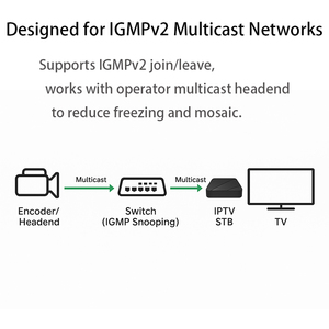 Thiết bị giải mã <span class=keywords><strong>IPTV</strong></span> <span class=keywords><strong>Linux</strong></span> hỗ trợ IGMPv2 Multicast, UDP/HLS, kích hoạt qua MAC, H.265 HEVC 1080p, sẵn sàng cho Middleware dành cho nhà mạng/ khách sạn. - Product Image 2
