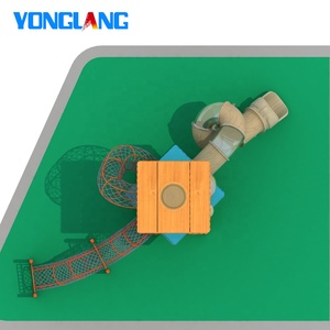 Modern Cube Design Outdoor Playground, Multi-Level Steel <strong>Play</strong> <strong>Tower</strong> with Slide &amp; Climb - Product Image 2