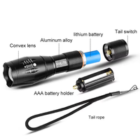 Vente flash A100 XML T6 Fonction zoom Lampes de poche rechargeables Power Bank 1000lm Charge USB Lampes de poche puissantes Camping en plein air