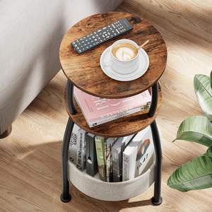<span class=keywords><strong>Table</strong></span> d'appoint moderne compacte pour petits espaces avec panier de rangement, <span class=keywords><strong>table</strong></span> d'appoint à 3 niveaux, <span class=keywords><strong>table</strong></span> de chevet, <span class=keywords><strong>table</strong></span> d'angle de canapé pour salon - Product Image 6