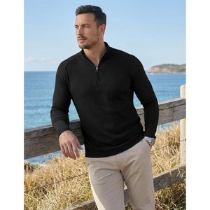 เสื้อพูลโอเวอร์แขนยาวทรงสลิมฟิตสำหรับผู้ชาย FOXA แบบซิป ¼  ผ้าริบ ระบายอากาศได้ดี เหมาะสำหรับออกกำลังกายและสวมใส่ลำลอง - Product Image 3