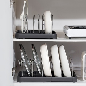 Gun Grey Adjustable Bracket Frying <b>Pan</b> Rack Storage Rack With Bracket Multi Layer Cabinet Kitchenware Storage Bracket Kitchen - Product Image 1