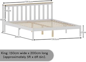 Inweto 200x150 Design sofisticato stile moderno pino solido <span class=keywords><strong>letto</strong></span> King Size in legno con <span class=keywords><strong>testiera</strong></span> per camera da <span class=keywords><strong>letto</strong></span> colore bianco naturale - Product Image 3