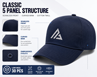 Casquette de baseball personnalisée en gros à 5 panneaux en coton, visière incurvée réglable, logo brodé, unisexe, promotionnelle, style « Dad Hat »