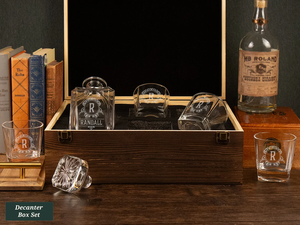 미국 창고 맞춤형 버번 크리스탈 유리 750ml 25oz 위스키 디켄터 세트 4 안경과 나무 선물 상자 - Product Image 4