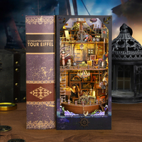 Kit de Cabina Pirata para Rincón de Lectura, Casa de Muñecas Miniatura de Madera para Armar a Mano, Modelo de Escena de Librería con Luz LED, Decoración de Escritorio para el Hogar