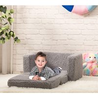 Meilleure vente personnalisé gris Sherpa 2-en-1 convertible à rabat pour tout-petit canapé pliable pour enfants chaise canapé pour chambre à coucher