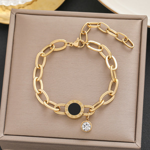 Pulseras de Corazón de Circonia Impermeables, Chapadas en Oro de 18K, Cadena Cubana de Acero Inoxidable para Mujer, Pulsera de Perlas a la Moda - Product Image 6