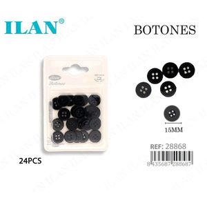 Bottoni Ilan 15mm Neri a 4 Fori 24 Pezzi - Product Image 2