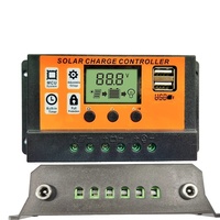 Contrôleur d'éclairage solaire pour lampadaires, équipé d'un connecteur DC, noir, DC11.1V, contrôleur de charge de cellules solaires PWM LCD, 12V24V10A20A