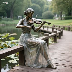 รูปปั้นทองสัมฤทธิ์ขนาดใหญ่สำหรับผู้หญิงรูปปั้นหล่อรูปไวโอลินเล่นไวโอลินกลางแจ้งสวนสาธารณะสั่งทำได้ - Product Image 2