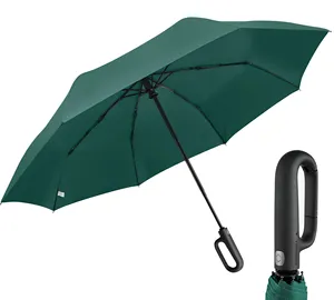 Buckle Design Compact Small Travel Umbrella Automatic Folding Umbrella With Novelty Carabiner Handle Portable Rain Umbrella