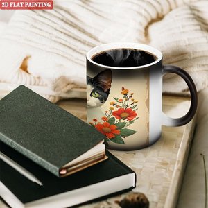 Frosted Black 11oz <b>Ceramic</b> <b>Mug</b> Heat Color Changing Drinking Cup Graduation Souvenir Gift - Product Image 3