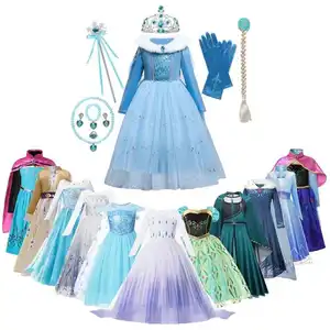 Princesse Costumes Pour Enfants Halloween Fête De Noël Cosplay Reine Des Neiges Déguisements Filles Flocon De Neige Robe De Bal