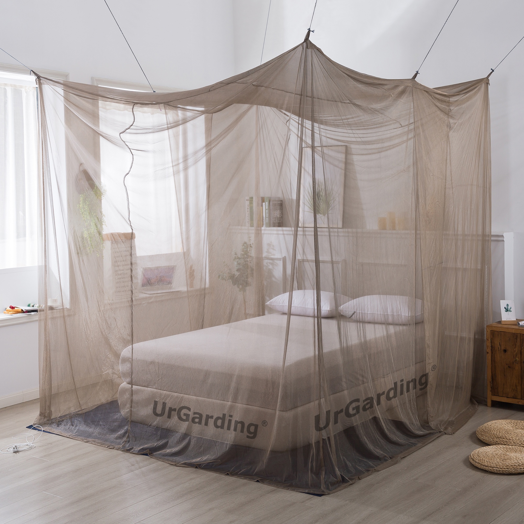 Выше ЭМП экранирующий волнозащищенный радиочастотный блок с одним входом, квадратная форма, меньший размер, сетчатый навес кровати