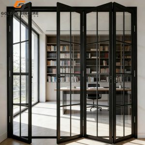 Porte pliante intérieure en aluminium GS de style français avec verre simple et moustiquaire en acier inoxydable - Product Image 6