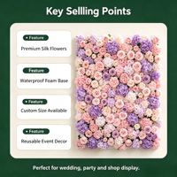 Panneaux muraux de fleurs artificielles rose poudré personnalisés, pliables, réutilisables, imperméables, pour toile de fond de mariage et événements commerciaux, photographie