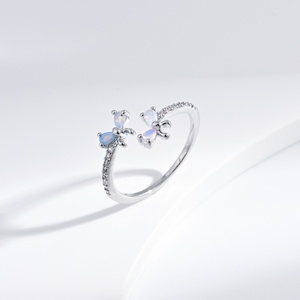 custom plata 925 sterling Silver bow small stacking adjustable <b>ring</b> <b>opal</b> butterfly open woman fashion cheap summer finger <b>rings</b> - Product Image 1