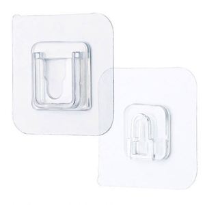 K1256 Seamless <b>Plastic</b> Wall <b>Hooks</b> Double-Sided Multifunction for Bathroom Kitchen Door Storage Holders - Product Image 1