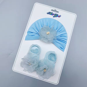 Sombrero de bebé recién nacido, bebé femenino Delgado, sombrero de puerta halógeno, bebé Princesa, <span class=keywords><strong>gorro</strong></span> recién nacido de una sola capa y juego de calcetines - Product Image 4