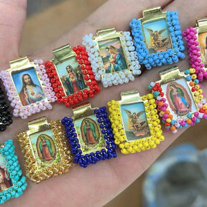 CH-HDP1755 mode pendentif plaqué or, couleur miyuki graine Vierge Marie religion forme pendentif à breloque, bijoux accessoires en gros - Product Image 1