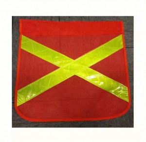 Bandera de Seguridad Vial de PVC para Exteriores, Color Naranja, con Cinta Reflectante y Asta de Fibra de Vidrio, Gran Venta - Product Image 3