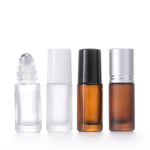 Botella de vidrio ámbar delgada de 5ml y 10ml al por mayor, vacía, para perfume o aceite, con rodillo de acero inoxidable/vidrio para <span class=keywords><strong>crema</strong></span> de cuidado de la piel. - Product Image 3