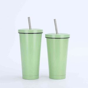 Stainless Steel Tumbler With Straw Double Wall Vacuum Insulated Travel <b>Cup</b> Minimalist Design 12-24 Hours Thermal - Product Image 3