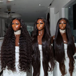 Wig rambut India mentah lurus tulang panjang 40 inci 13x6 HD tanpa lem penuh untuk renda Frontal 100% tanpa proses Vendor rambut manusia - Product Image 2