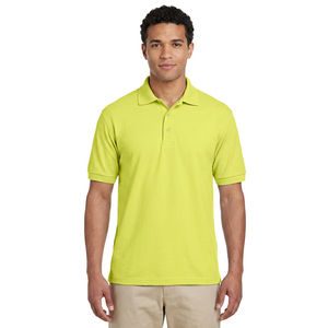 เสื้อเชิ้ตผู้ชายสีเขียวมะนาวแขนสั้น ผ้าฝ้าย 100% ทรงปกติ สวมใส่สบาย ติดกระดุม ผ้าทอ - Product Image 1