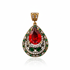 Authentic Garnet <b>Emerald</b> Stone Design <b>Pendant</b> Turkish Handmade Wholesale 925 Silver Sterling Jewelry - Product Image 2